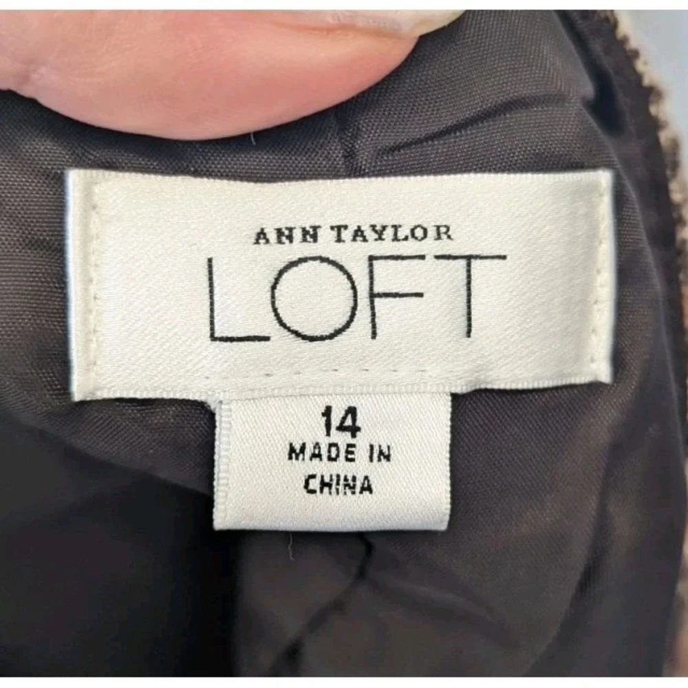 Ann Taylor Loft 14 Pencil Skirt Multicolor‎ Tweed Wool Blend Back Slit Career